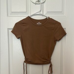 Hollister Brown Crop Tie-Front T-Shirt